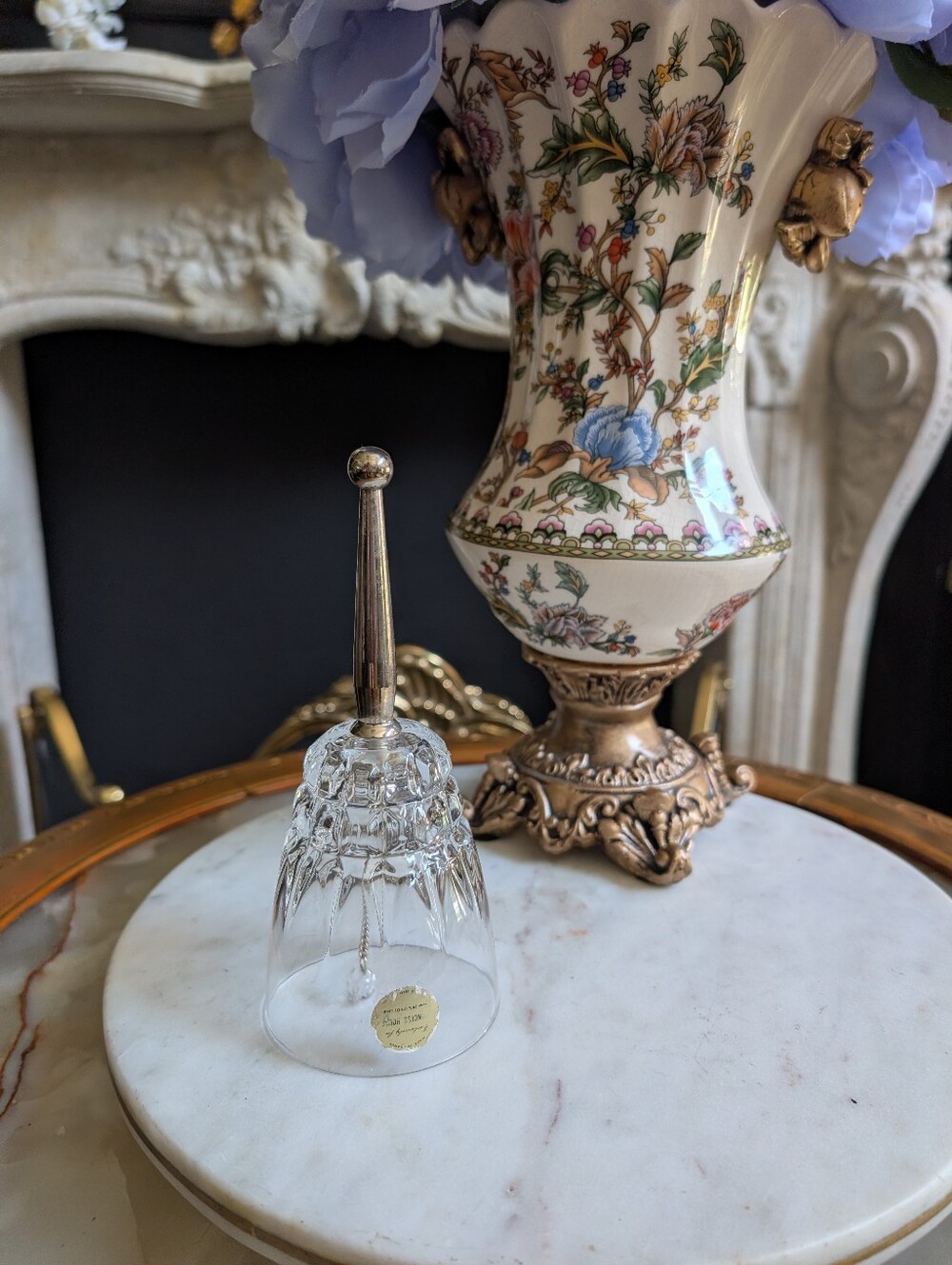 Vintage Collectible Princess House Crystal Bell W/ Silverplate Handle